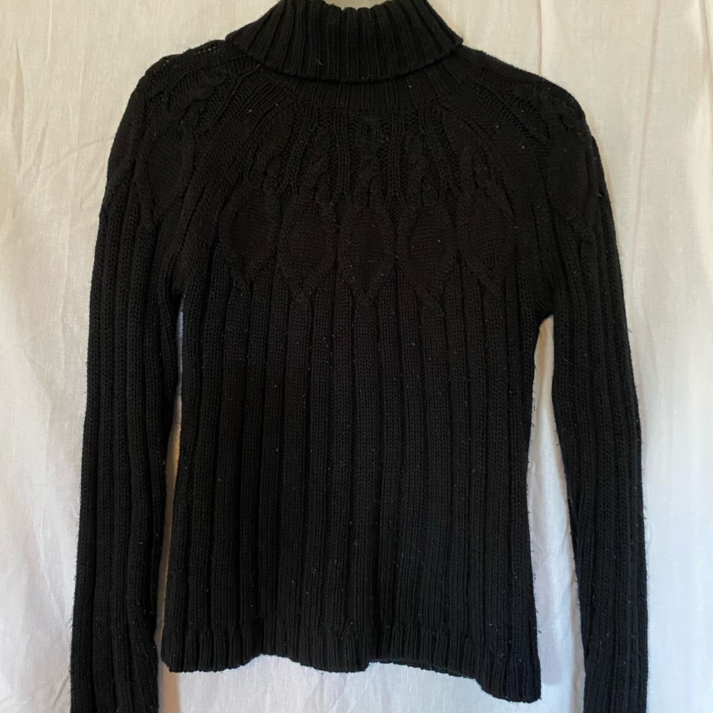Black Knitted Turtleneck Sweater